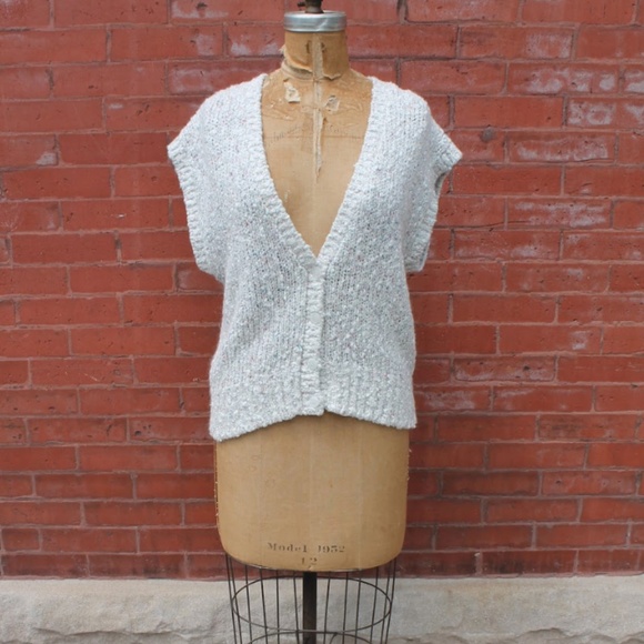 Vintage White Button Up Vest - Picture 1 of 4